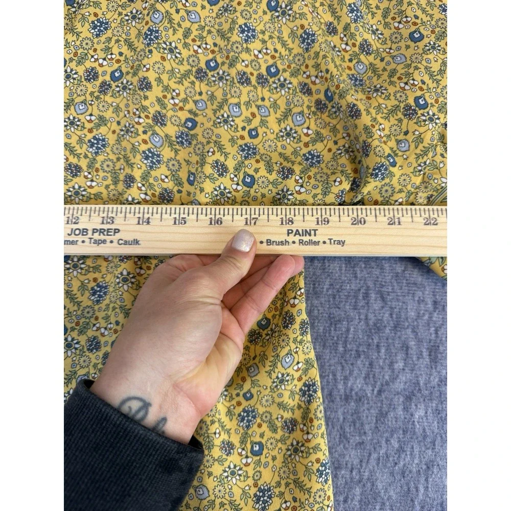 Max Studio Yellow Floral‎ Tie Front Top Medium Short Sleeve Cropped Boho Blouse